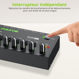 LiNKFOR 10 Channel Mini Stereo Audio Mixer Ultra Compact Audio Mixer Independent Volume Control for Mixing, DC 5V Type-C Mini Audio Mixer with Power Supply Audio Cable - Ultra Low Noise