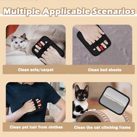 QQM 2026 Upgraded Pet Hair Remover Glove, Double-Sided Reusable Electrostatic Grooming Mitt for Cats & Dogs, Effective Fur Removal from Furniture, Couch, Carpet, Clothes, Bed & Car Seats