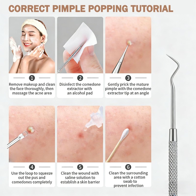 Blackhead Remover Pimple Popper Tool Kit 6 Pcs Blackhead Remover