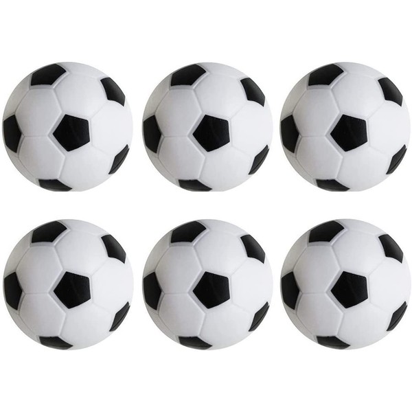 EVERMARKET Table Football Game Replacements Mini Foosball Balls, 36mm Game Table Size Black and White Tabletop Soccer Balls - 6 Pack