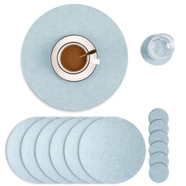 Jovono - Manteles individuales de piel sintética en relieve, resistentes al agua, posavasos para mesa de cocina, fáciles de limpiar para mesa redonda de comedor