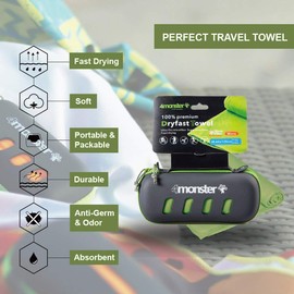 4Monster Microfibre Towels in 5 Colours, Absorbent Sports Towel, Ultra Light, Quick-Drying Travel Towel for Fitness, Sports, Sauna, Yoga, Travel