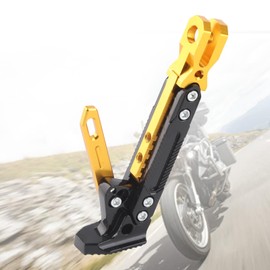 Tomotato Universal Motorcycle Side Stand, Metal Non-Slip Motorcycle Kickstand Adjustable Footrest Parking Leg Stand for Scooters, Electric Bicycles (Gold)