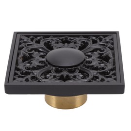 4×4inch Square Shower Floor Drain Antique European Style Stainless Steel Copper Material with Drain Cover Filter Screen Suitable for Kitchens, Bathrooms, Garages, Basements, Toilets and Balconies
