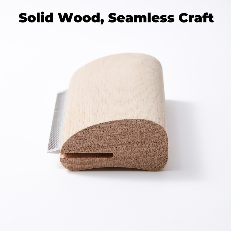 Pug Brush for Shedding, Wooden Handle Short-Hair Grooming Comb