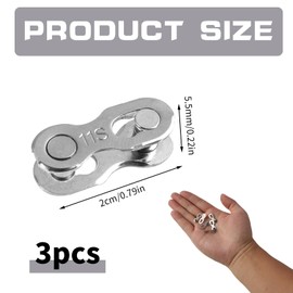3 Pairs Reusable Bicycle Missing Links for 11 Speed Chains, Made of Silver Steel, Quick Release Chain Links, Compatible with Standard Bicycle Chains