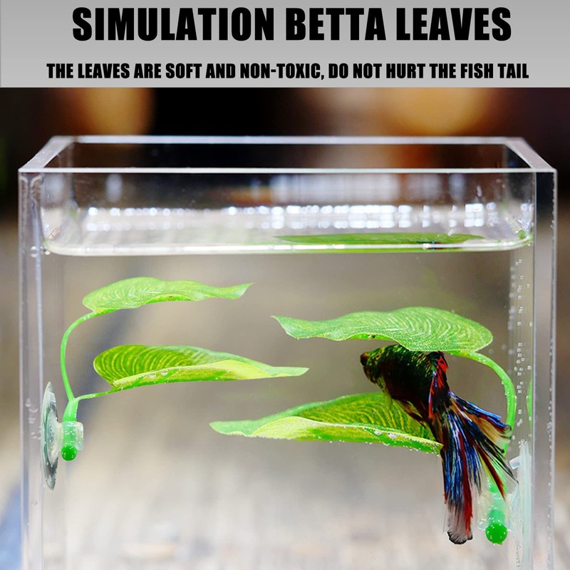 4pcs Betta Fish Leaf Pad, Betta Leaf Hammocks with Suction