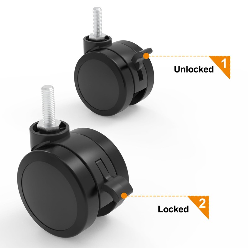 JOY worker Lockable Stem Caster Wheels Set of 4, Metric