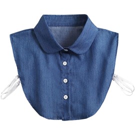 Wenloo Denim Blouse With Detachable & Dickey Collar for Women & Girls