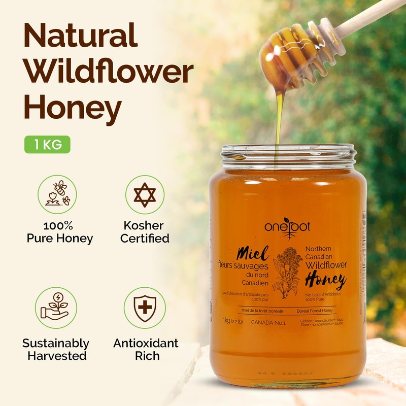 OneRoot Natural Wildflower Honey Liquid | 100% Pure Canadian Boreal