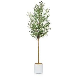Cozy Flora Artificial Olive Tree - 7FT Tall (84 Inches) - Faux Potted Silk Olive Tree Plant for Indoor Home Decor - for Home Decor - Made with 50% Thicker, Fuller Leaves & Branches