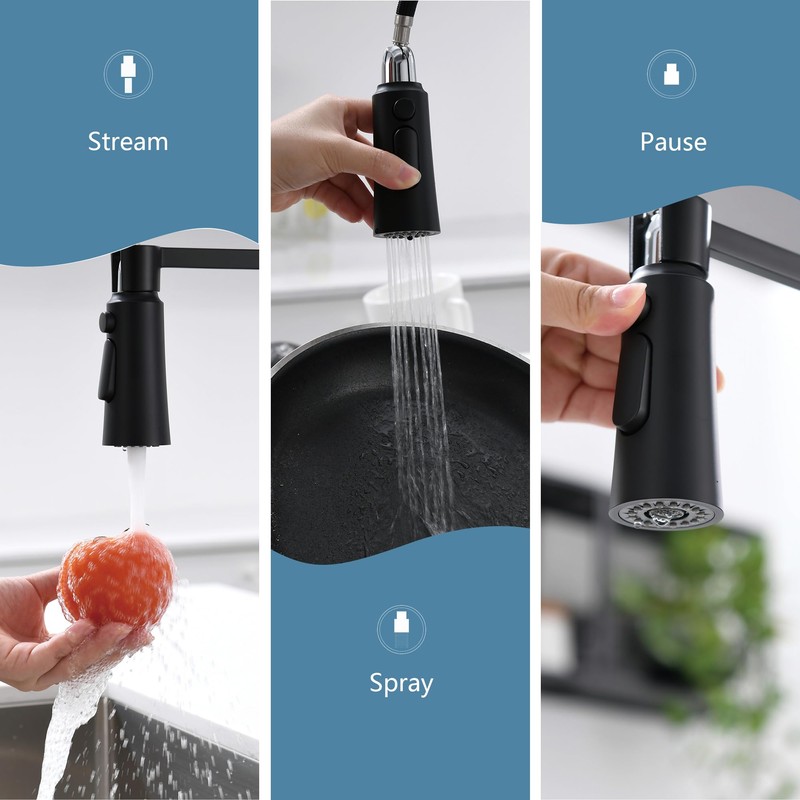 Lavatrum Brass Matte Black Kitchen Faucets, Brass 22 inch Commercial