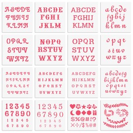 6x6in Alphabet Letter & Number Cookie Stencils for Royal Icing & Sugar Cookie Decoration - 16 Pcs Assorted Sizes