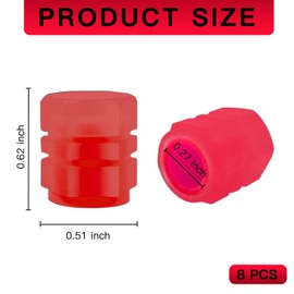 Arwrilt 8 PCS Car Luminous Tire Valve Stem Caps, Fluorescent Glow in The Dark Night Air Caps Cover, Universal Reflective Rubber Ring Tire Pressure Caps, for Most Cars Trucks (Red)
