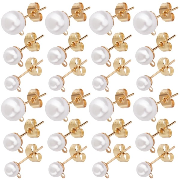 SOFPLATE 1 Box 120Pcs hypoallergenic Pearl Earring Posts Pearl Earring