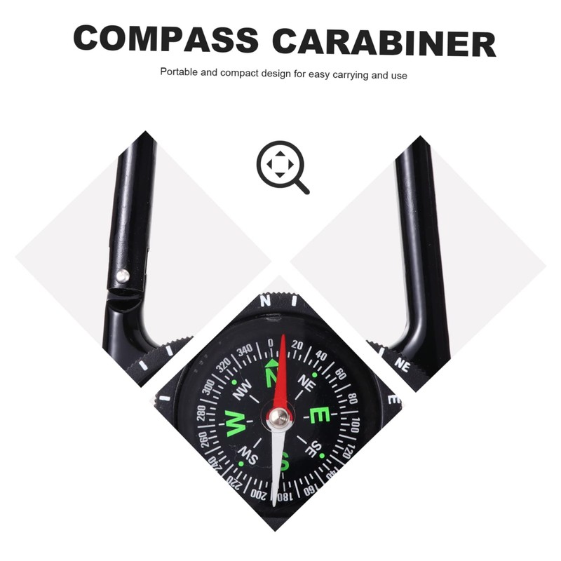 NOLITOY Compass Climbing Carabiner Clip Hook with Compass Outdoor Navigation