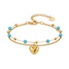 RINHOO FRIENDSHIP Boho Turquoise Bracelet Tiny Beads Stainless Steel Double