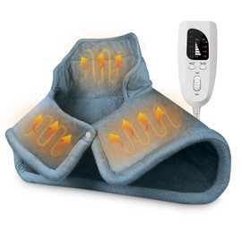 CSHU Hot Mat, Electric Pad, Shoulder, Energy Saving, 4-Way Neck / Shoulder / Back / Belly / Knee, Electric Shoulder Cover, Electric Mat, Electric Blanket, 6 Temperature Adjustment, Timer Function,