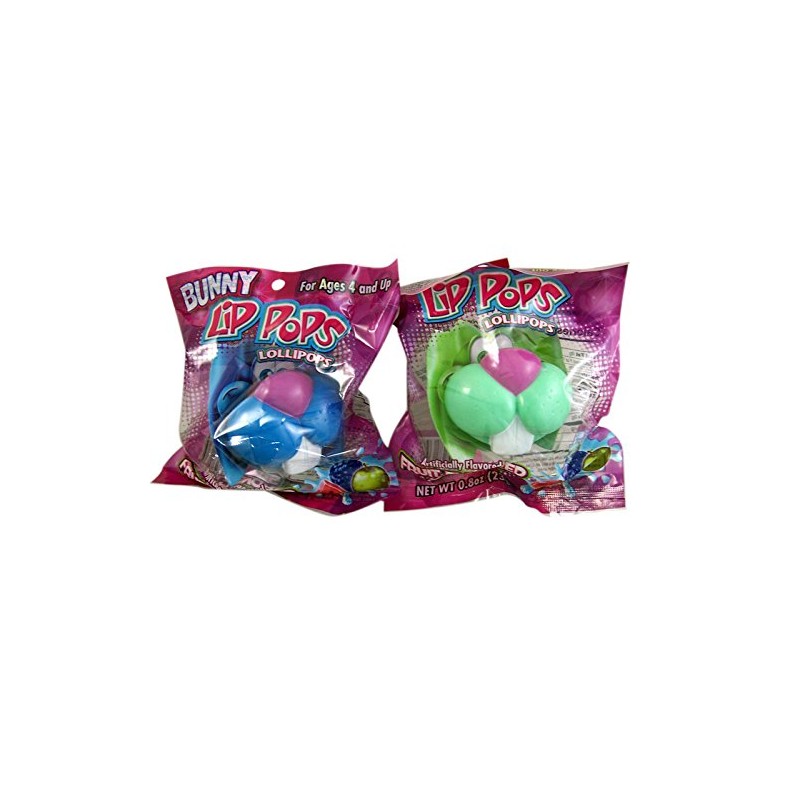 Flix Candy Bunny Lip Pop Lollipops Candy Basket Stuffers, 0.8