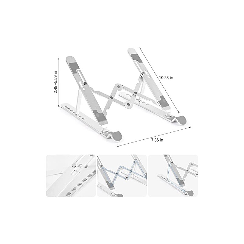 Hoppac Laptop Stand, Adjustable 7-Tier Laptop Stand, Folding Vented Aluminum