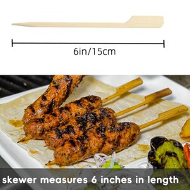 PEOUWNES 200 Pcs 6 Inch Bamboo Wood Paddle Picks Skewers, Toothpicks for Appetizers for Cocktail, Drinks, Appetizers，Fruit, Sausage, Barbeque Snacks, Sandwich, Natural Wooden Paddle Skewer Mini Food S