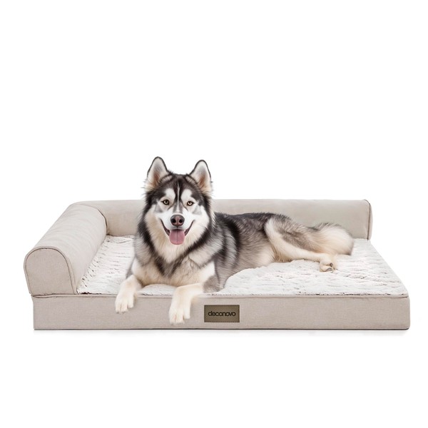 Deconovo Sofa Dog Bed with L-Shape Bolster, Supportive Eggrate Foam,