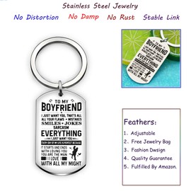 Valentine Key Chain Ring Boyfriend Gifts Men Jewelry From Girlfriend - To My Boyfriend Everything I Just Want You