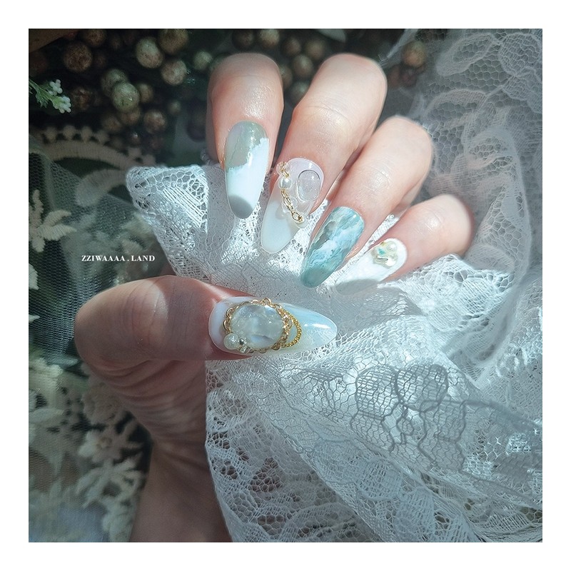 Daydream.Gemstone Marble Unique Emotional Nail - Egg Coffin / 데이드림.