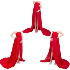 Pregnant women's photography clothing. pregnancy maternity gown, split front photo shoot dress, maternity photography clothing, maxi maternity dress, maternity dress - red