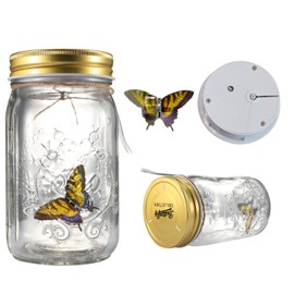 Fangfang LED Lamp Romantic Glass Animated Butterfly Jar Gift Decoration (Yellow)