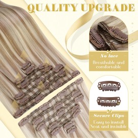 Sunny Hair Clip in Hair Extensions Remy Human Hair Extensions for Women Real Hair Clip in Extensions Double Weft Golden Brown Highlighted Platinum Blonde (12 inch-5pcs/80g, 14-24 inch-7pcs/120g)
