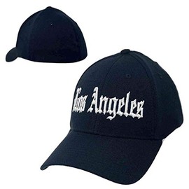 Los Angeles Old English LA California Cali Flex Rap Hip Hop Fit Fitted Cap Hat (L/XL) Black
