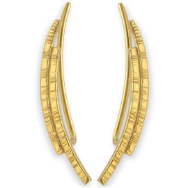 Ear Climber Earrings Made of Sterling Silver, Gold-Plated Handmade Jewellery Minimalist Hypoallergenic Ear Cuff Earrings, Silver Ear Cuffs, Ear Cuff (Silver Gold-Plated)