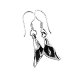 Long Calla Lily Flower 925 Sterling Silver Dangling Drop Earrings for Women