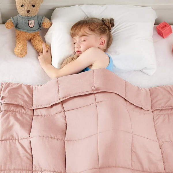 yescool Weighted Blanket 5 Pounds Cooling Weighted Lap Blanket, Pink
