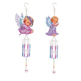Diamond Painting Wind Chimes Set of 2 Suncatcher Crafts Diamond Painting Angel Chimes Windbell Wind Chimes Glockenspiel With 6 Tubes Outdoor Wind Chimes for Outdoor Gifts Crafts for Birthday Parties