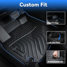 Hutisya-Floor Mats & Cargo Liner with Backrest Set Fit for Toyota RAV4 2019-2024 2025(Only Hybrid Models) All Weather Protection Anti-Slip & Durable TPE Full Set Liners Automotive Accessories-Black