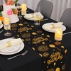 Snowkingdom Happy Birthday Table Runner Black and Gold 120 Inches