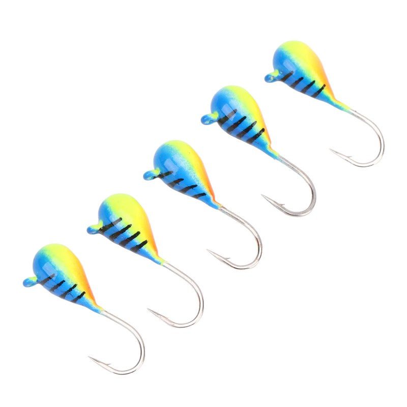 5 Pcs Ice Fishing Jigs Kit High Carbon Steel Ice