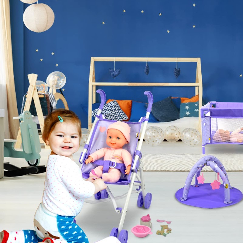 ANIVIA 5PCs Baby Doll Stroller Set - Baby Doll Accessories