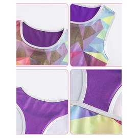 SEAUR Girls Gymnastics Outfit Two Piece Dance Wear for Girls Athletic Sport Ballet Outfit Kids Girls Sleeveless Gymnastics Leotard with Shorts 9-10T