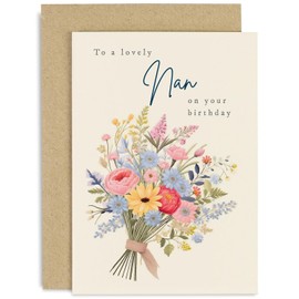Old English Co. Flower Greeting Card for Nans Birthday - Special Female Birthday Card for Her - Nan Birthday Cards Female Adult - Floral Happy Birthday Cards for Women | Blank Inside