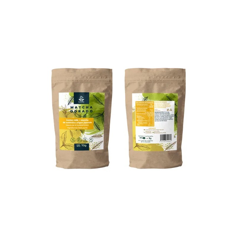 Té Matcha Dorado Laurelthy con 10 Superfoods Saludables 70g