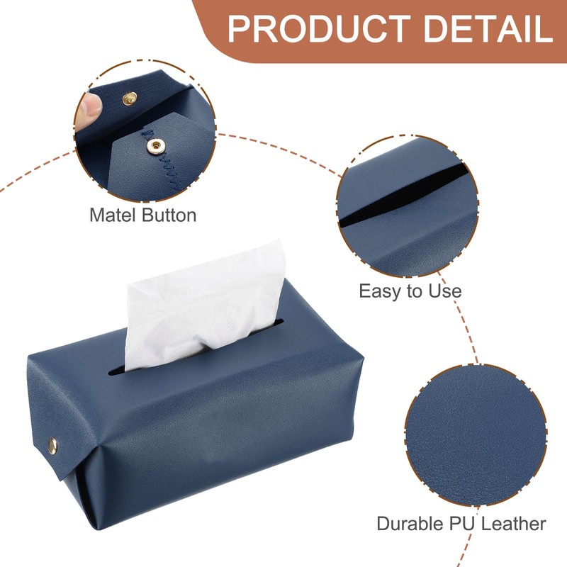 sourcing map Tissue Box Cover with Button Rectangle Tissue Box