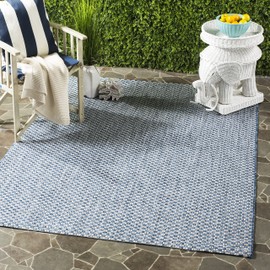 SAFAVIEH Courtyard Collection 8' x 10' Blue/Grey CY8653 Indoor/ Outdoor Patio Backyard Mudroom Area Rug