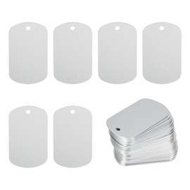 PATIKIL Metal Stamping Blanks Tags 2", 55 Pcs Anodized Aluminum Blank Dog Tags Rectangle Laser Engraving Blanks ID Name Tag with Hole for Pet Craft DIY Decorative, Silver