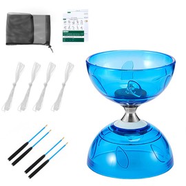 SKIKHN LED Diabolo Freewheel with Ball Bearings, 3 Bearing Diabolo with Sticks and Cord, Beginners Juggling Set Gift, with 2 Pairs of Hand Sticks + 3 Replacement Cord Kit, for Children Indoor and