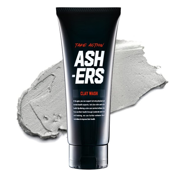 Ashers Clay Pack, Men's, Muddy Cleansing, Charcoal Blended, Pores, Sebum, Keraty, Blackhead, 3.5 oz (100 g)