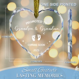 Promoted to Grandparents 2025, Hanging Ornament Gift for Grandma Grandpa, New Grandparents Gifts First time 2025, Pregnancy Announcement for Grandparent, Baby Coming Soon Christmas Glass Ornament