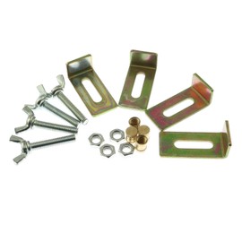 RLECS 4Sets Undermount Sink Clips Sink Brackets Washbasin Fittings for Kitchen Bathroom (4 L-shaped iron pieces, 4 internal teeth copper nuts, 4 hexagonal nuts, 4 integrated screws)